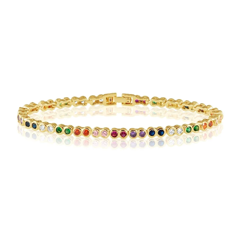 Rainbow Bezel Tennis Bracelet