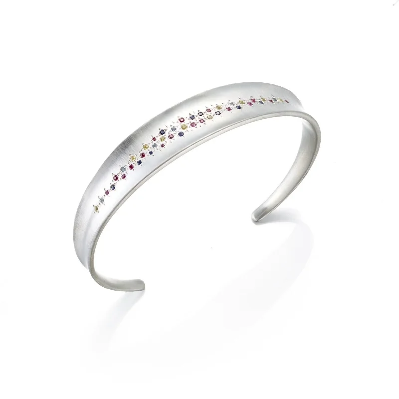 Silver Multi-Color Sapphire Cuff