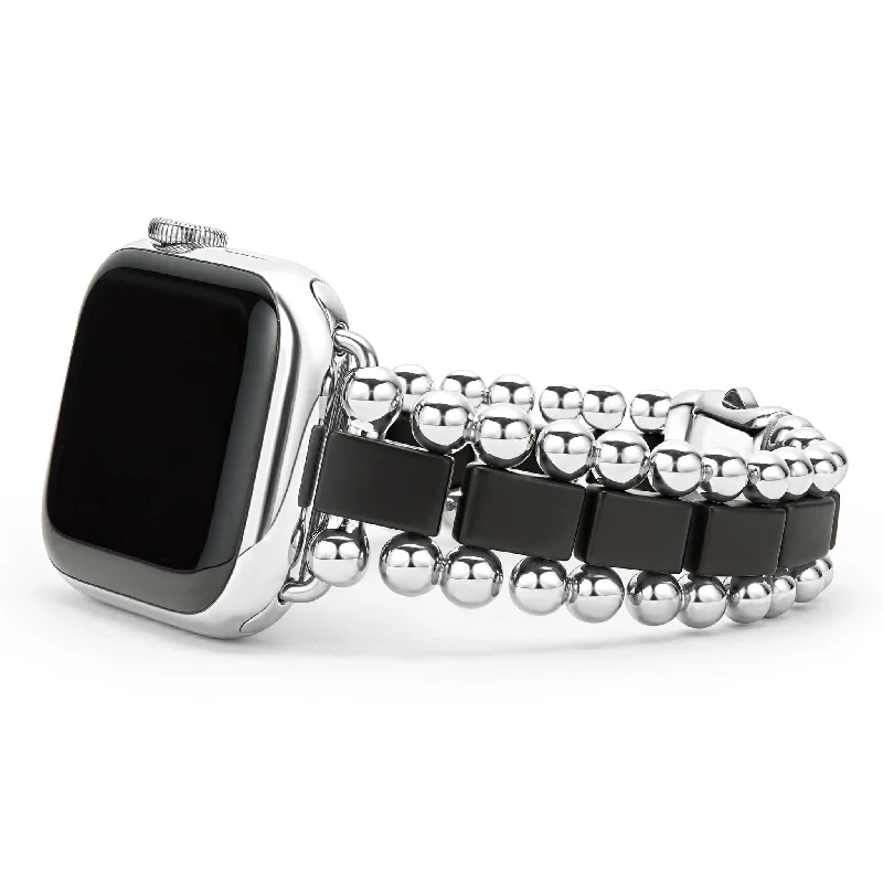 Smart Caviar Matte Black Ceramic and Stainless Steel Watch Bracelet-38-45mm