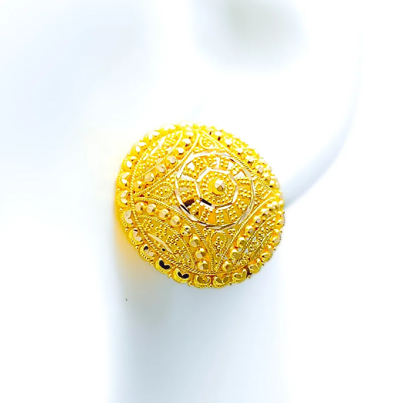 Sophisticated Dazzling Dome 22k Gold Earrings