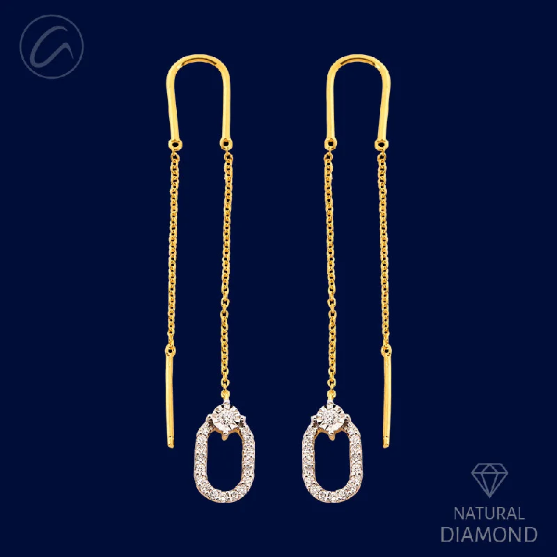 Stately Radiant Oval Diamond + 18k Gold Threader Earrings