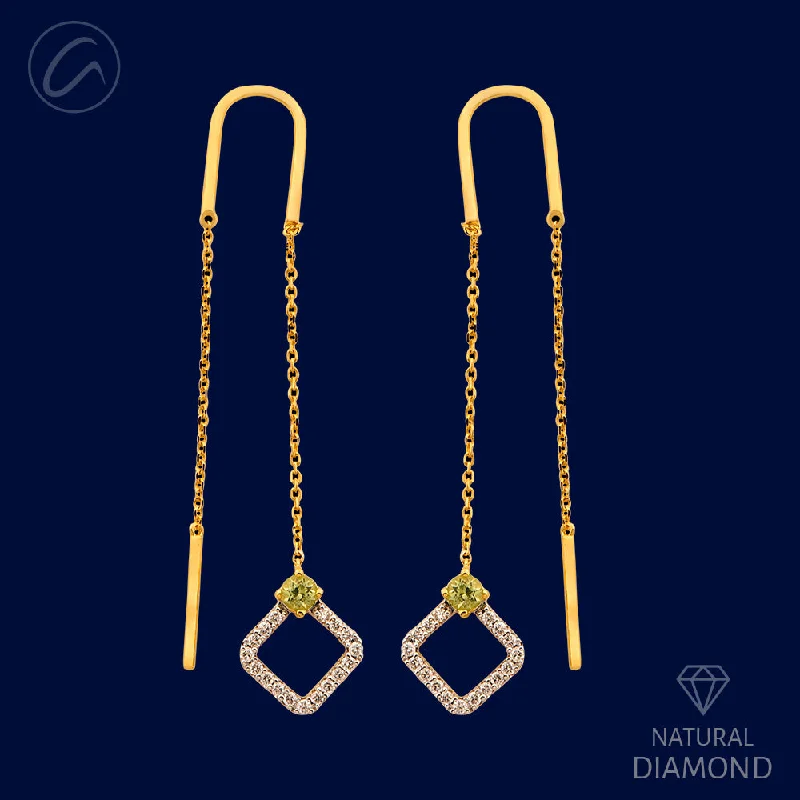 Stunning Geometric Diamond + 18k Gold Threader Earrings