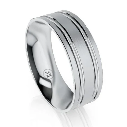 Everyday Jewelry The Morrison Double Grooved Platinum Wedding Ring