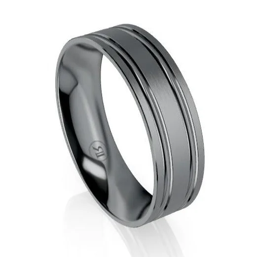 Silver Bangles The Morrison Double Grooved Tantalum Wedding Ring