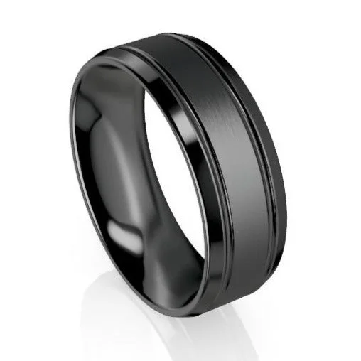 Fashion Bangles The Preston Black Zirconium Wedding Ring