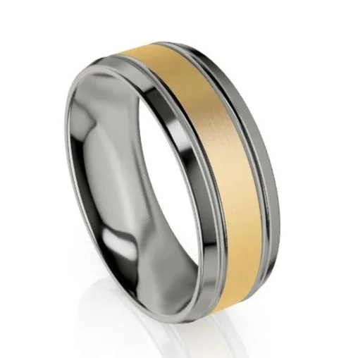 Luxury Bracelet The Preston Gold & Titanium Bevelled Wedding Ring