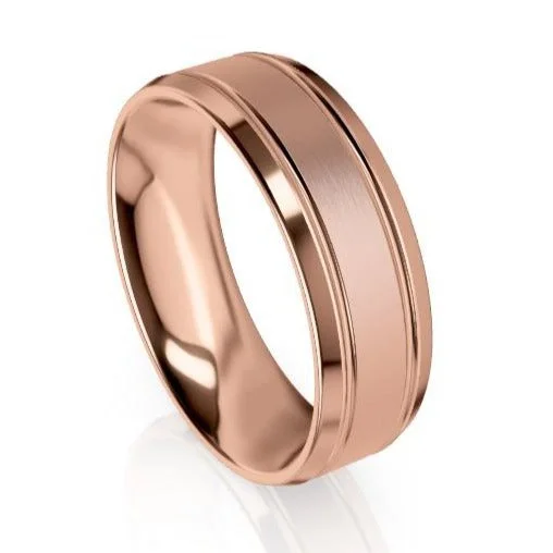 Square Cut Ring The Preston Rose Gold Bevelled Edge Wedding Ring