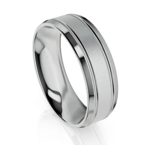 Trendy Jewelry The Preston White Gold Bevelled Edge Wedding Ring