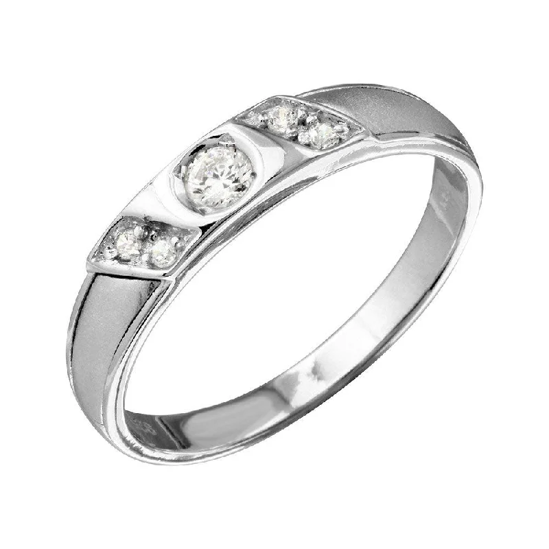 Stackable Jewelry Rhodium Plated 925 Sterling Silver Slash CZ Trios Bridal CZ Ring - GMR00193