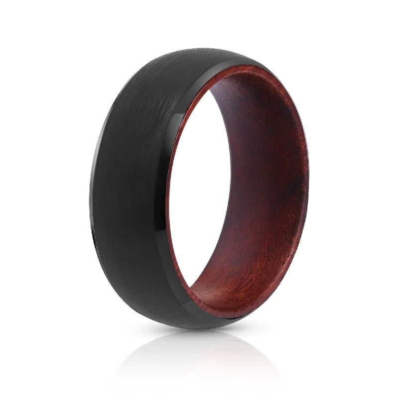 Black Tungsten Ring - Red Sandalwood