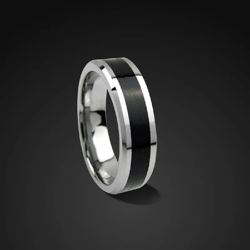 Black Stainless Steel Wedding Band Mens Black Ring