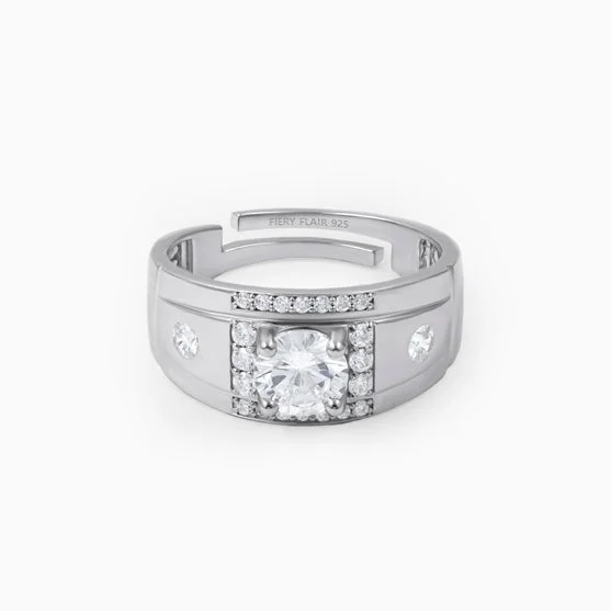 Enlister Solitaire Silver Men's Ring