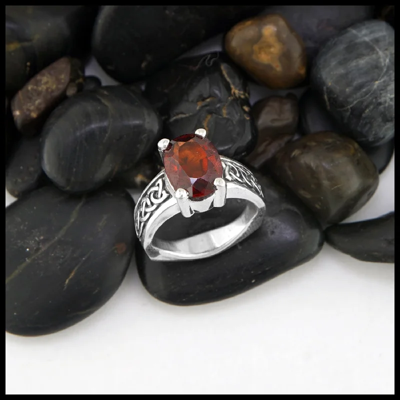 Euro Shank Hessonite Garnet Ring