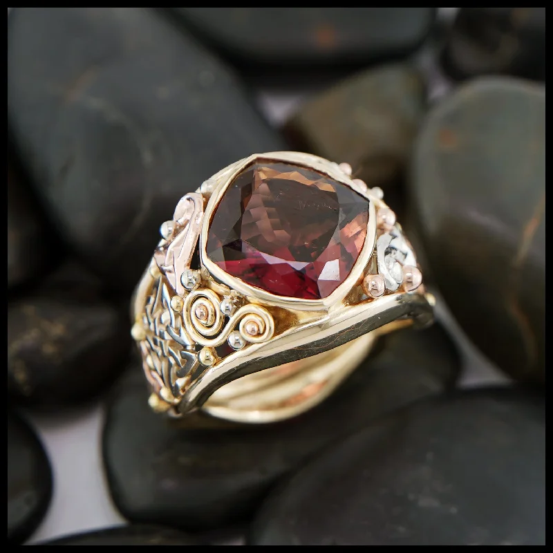 Plum Tourmaline Custom Frame Ring