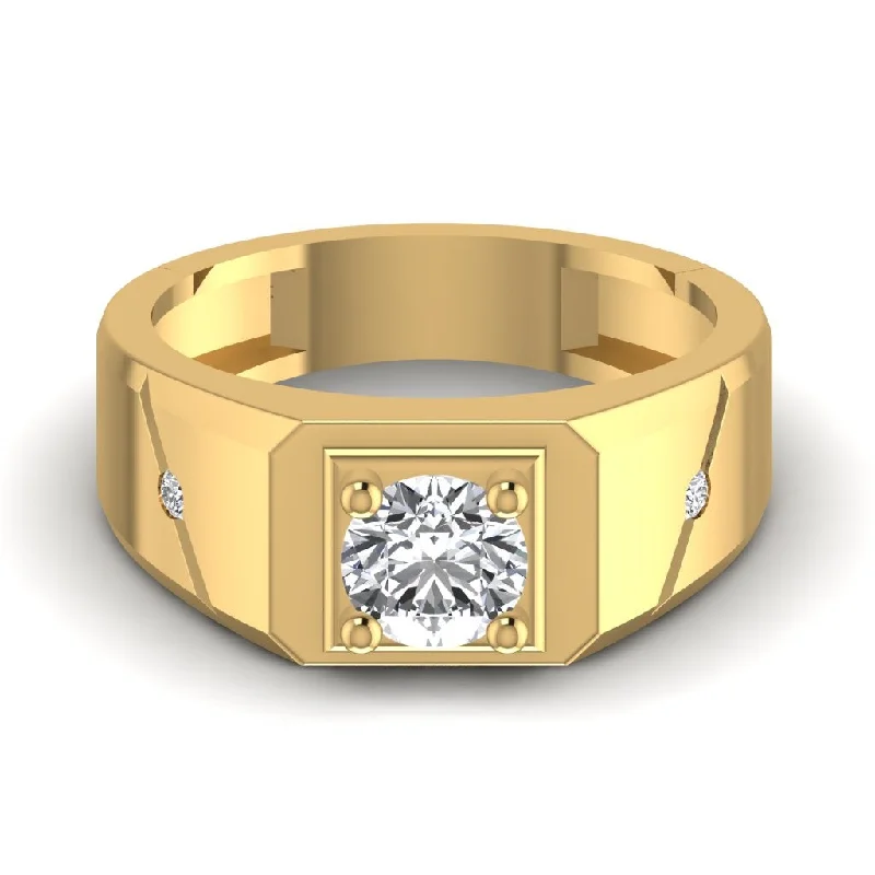 Round 0.90CT Diamond Solitaire Men's Ring