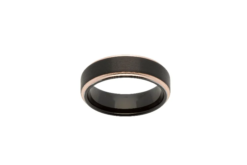 Unique & Co Tungsten Ring with Rose Gold Black IP Plating