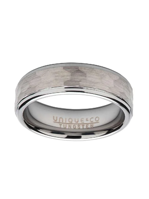 Unique & Co 6mm Hammered Tungsten Carbide Ring